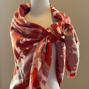 NWT Ann Taylor Rose/Orange Print Large Scarf/Wrap OS